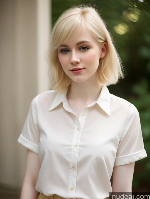 ai nude image of blonde woman with blue eyes and a white shirt posing for a picture pics of Woman Beautiful Fairer Skin 18 Blonde Pixie Russian Shirt