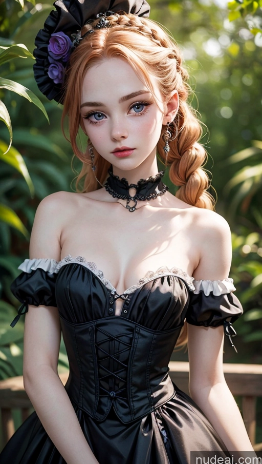 ai nude image of there is a woman in a black dress posing for a picture pics of Skinny Small Ass Small Tits Fairer Skin Beautiful 18 Braided Ginger Goth Gals V2 Victorian Dress Cleavage Close-up View