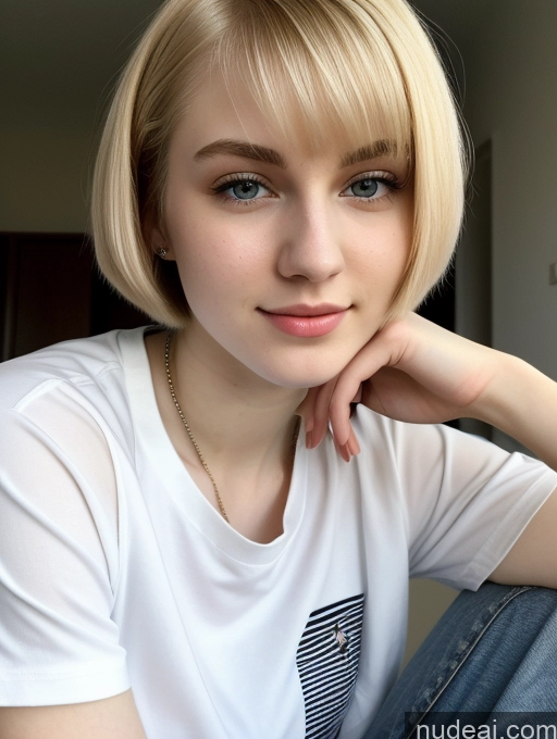 related ai porn images free for Beautiful Fairer Skin 18 Blonde Short Hair Sorority Russian Close-up View Shirt