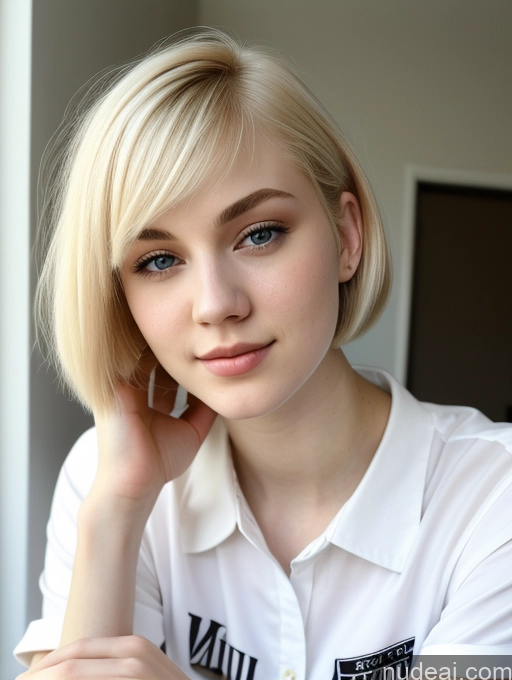 related ai porn images free for Beautiful Fairer Skin 18 Blonde Short Hair Sorority Russian Close-up View Shirt