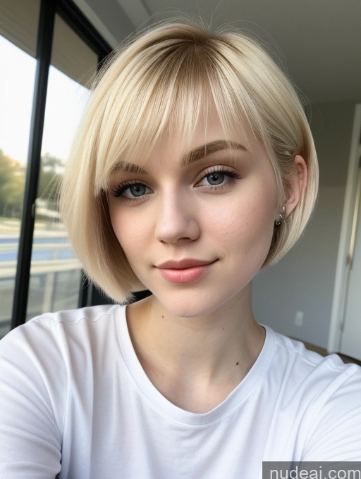 ai nude image of blond woman with short hair and piercings posing for a picture pics of Beautiful Fairer Skin 18 Blonde Sorority Russian Close-up View Shirt Short Hair