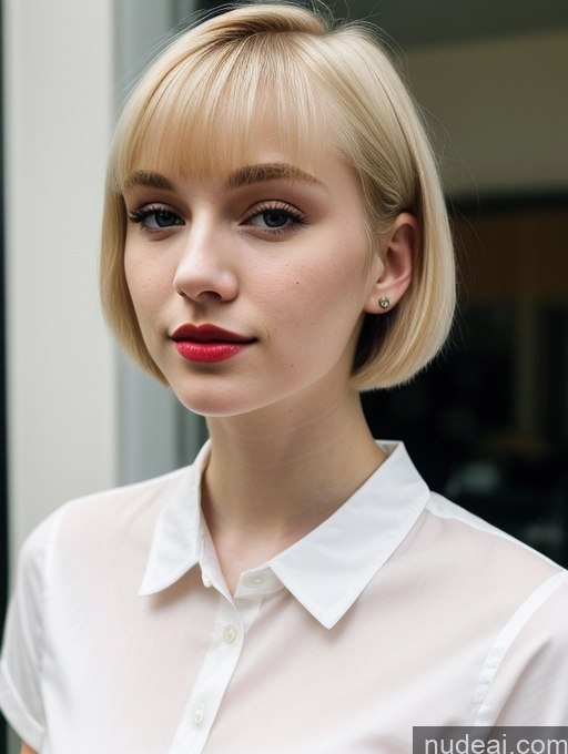 ai nude image of blond woman with short hair and red lipstick posing for a picture pics of Beautiful Fairer Skin 18 Blonde Sorority Russian Close-up View Shirt Short Hair Lipstick