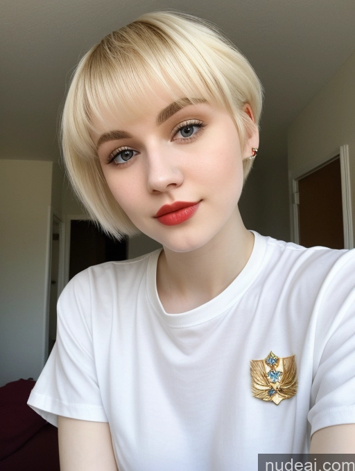 ai nude image of blond woman with a white shirt and a gold brooch pics of Beautiful Fairer Skin 18 Blonde Sorority Russian Close-up View Shirt Lipstick Pixie