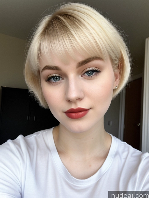 ai nude image of blond woman with blue eyes and a white shirt posing for a picture pics of Beautiful Fairer Skin 18 Blonde Sorority Russian Close-up View Shirt Lipstick Pixie