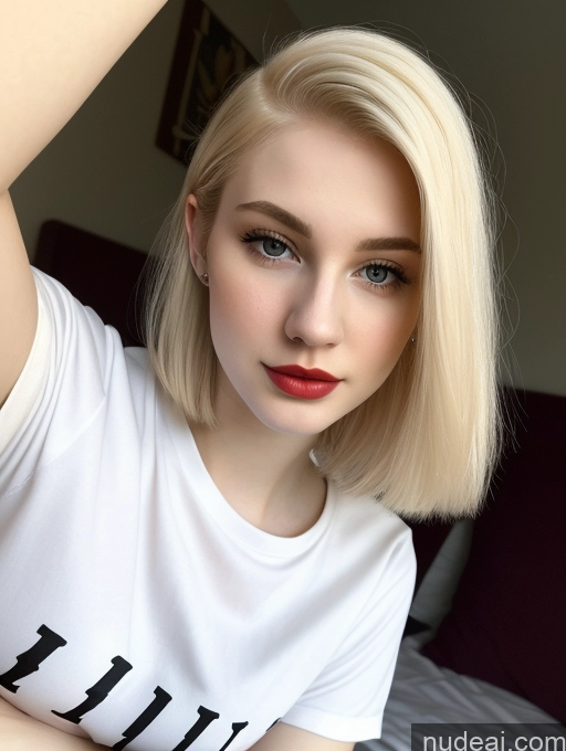 ai nude image of blond woman with blue eyes and red lips posing for a picture pics of Beautiful Fairer Skin 18 Blonde Sorority Russian Close-up View Shirt Lipstick Pixie Seductive