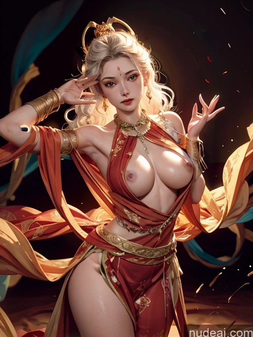 ai nude image of a close up of a woman in a red dress with a gold belt pics of Detailed Bright Lighting Partially Nude Wedding Victorian Tunic Traditional Roman Superhero Jumping Hell Illustration White Curly Hair White Hair Seductive 18 Skinny Busty Perfect Body Fairer Skin Oiled Body Dunhuang (敦煌) V1