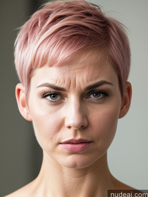 ai nude image of blond woman with pink hair and piercings looking at camera pics of W3ss, Woman, White Border, Face, Still Life Angry 30s Perfect Boobs German Pink Hair Short Hair