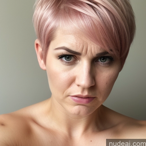 ai nude image of blond woman with pink hair and piercings looking at camera pics of W3ss, Woman, White Border, Face, Still Life Angry 30s Perfect Boobs German Pink Hair Short Hair