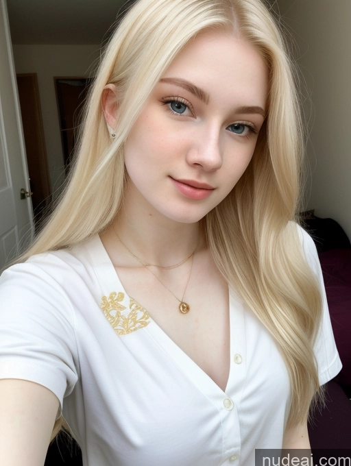 ai nude image of blond woman with blue eyes and a white shirt posing for a picture pics of Sorority Beautiful Fairer Skin 18 Blonde Russian Close-up View Shirt Straight