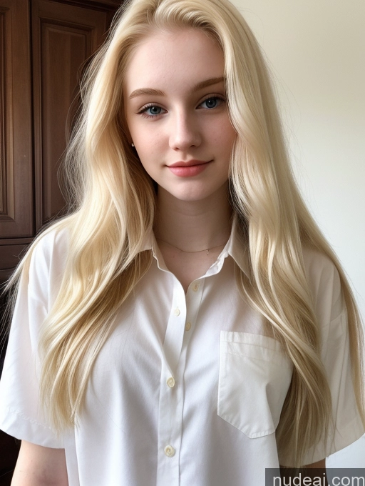 ai nude image of blonde woman with long hair wearing a white shirt and a necklace pics of Sorority Beautiful Fairer Skin 18 Blonde Long Hair Russian Shirt