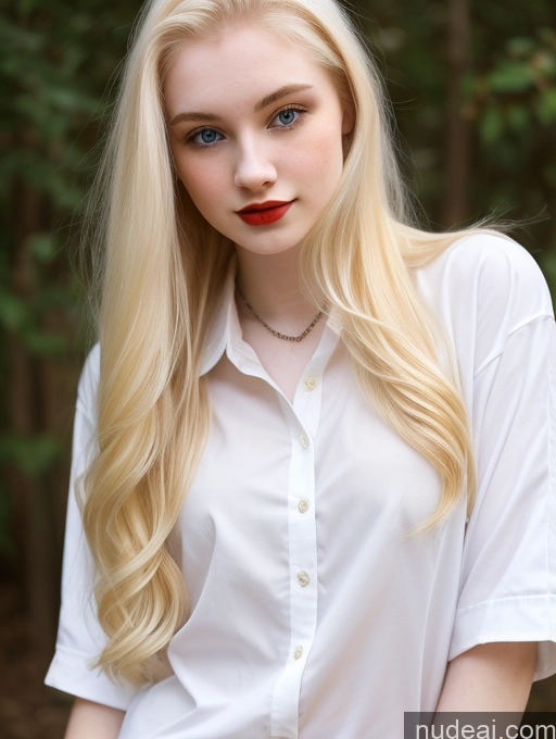 ai nude image of blonde woman with blue eyes and red lips posing for a picture pics of Sorority Beautiful Fairer Skin 18 Blonde Russian Shirt Long Hair Lipstick