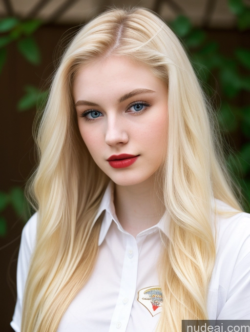 ai nude image of blonde woman with blue eyes and a white shirt posing for a picture pics of Sorority Beautiful Fairer Skin 18 Blonde Russian Shirt Long Hair Lipstick