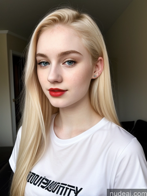 ai nude image of blond woman with red lipstick and white shirt posing for a picture pics of Sorority Beautiful Fairer Skin 18 Blonde Russian Shirt Lipstick Straight