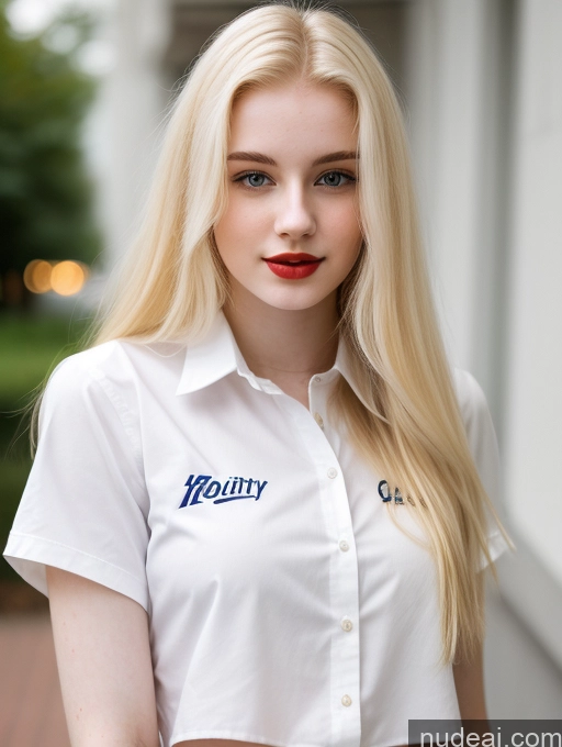 ai nude image of blonde woman with blue eyes and a white shirt with the word mounty on it pics of Sorority Beautiful Fairer Skin 18 Blonde Russian Shirt Lipstick Straight