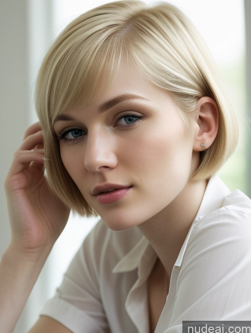 related ai porn images free for Woman One Beautiful Fairer Skin 18 Blonde Short Hair Russian Shirt Close-up View