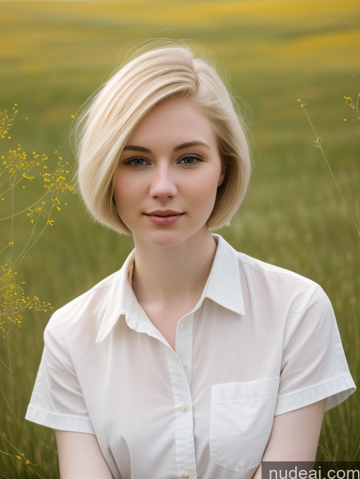 related ai porn images free for Woman Beautiful Fairer Skin 18 Blonde Close-up View Shirt Short Hair Russian Meadow