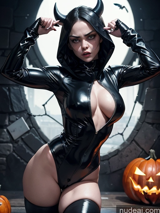 ai nude image of araffe dressed in a black latex outfit posing for a picture pics of Busty Muscular Abs Thick Big Hips Pubic Hair Superheroine 30s Serious Angry Bobcut Russian Hell Jumping Batwoman Latex Devil Halloween Naked Hoodie 裸体卫衣 Alternative Medieval Goth