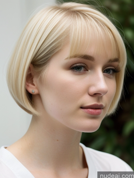 ai nude image of blond woman with short hair and a white shirt looking at the camera pics of Woman Beautiful Short Hair Fairer Skin 18 Blonde Russian Close-up View Shirt