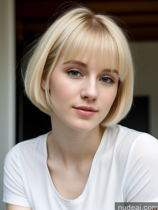 related ai porn images free for Woman Beautiful Short Hair Fairer Skin 18 Blonde Russian Close-up View Shirt