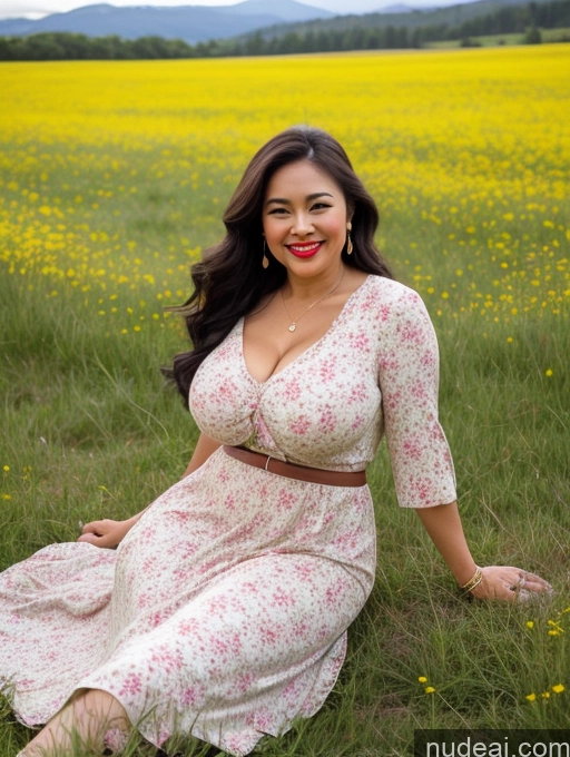 related ai porn images free for Milf One Busty Beautiful Lipstick Big Ass Thick Big Hips 30s Happy Seductive Black Hair Long Hair Filipina Meadow 60s Dress Long Skirt