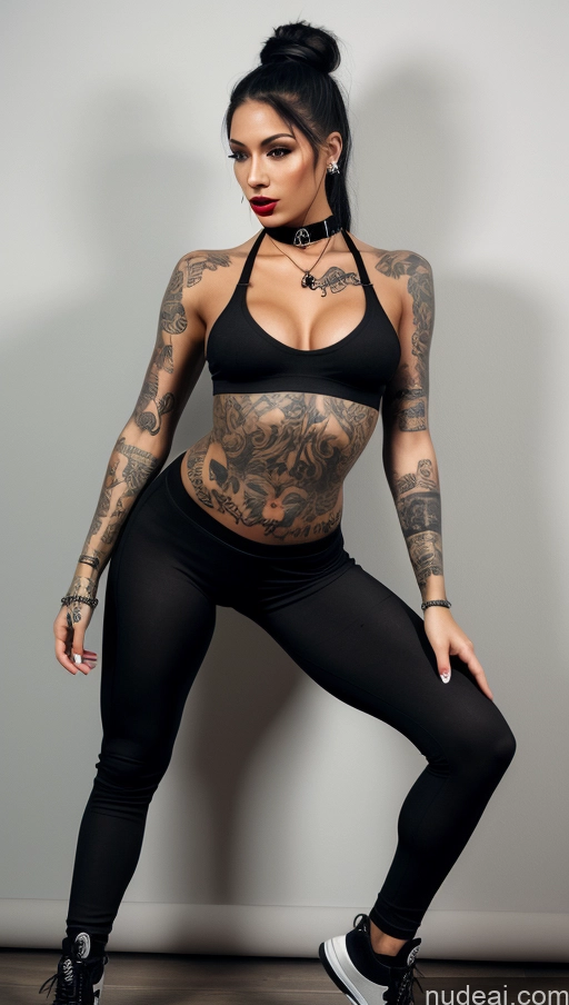 ai nude image of arafed woman with tattoos and piercings posing for a picture pics of One Beautiful Small Tits Big Ass Perfect Body Lipstick Tattoos 20s Sexy Face British 3d Choker High Socks Hip Hop Alternative Stylish Casual Goth Bending Over Athlete