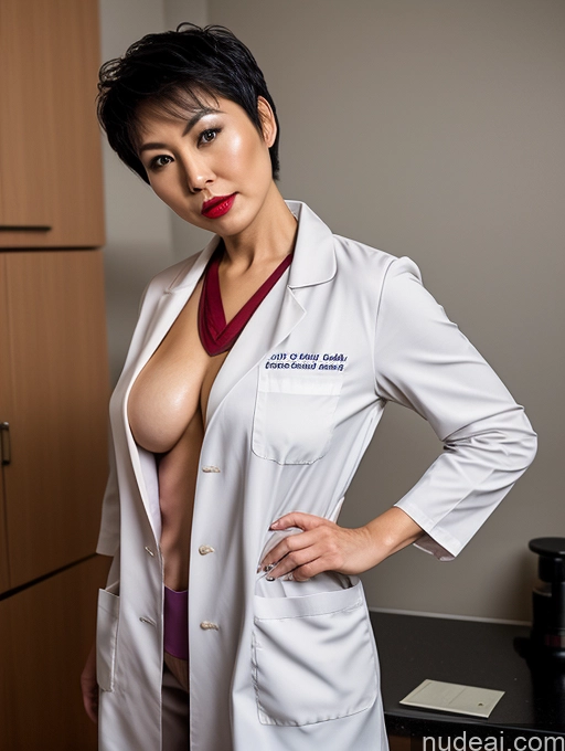 related ai porn images free for Milf Perfect Boobs Lipstick Pixie Dark Lighting Asian Doctor Lab Coat Partially Nude