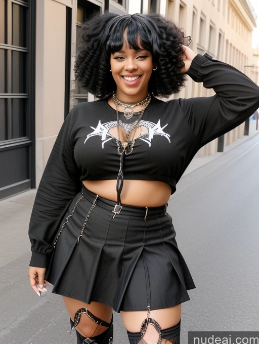 related ai porn images free for Punk Skirt Black Laughing Black Hair Chubby Street Curly Hair