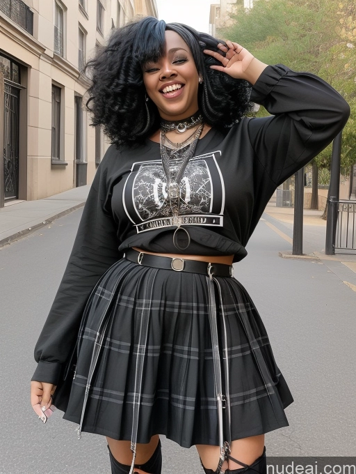 related ai porn images free for Punk Skirt Black Laughing Black Hair Chubby Street Curly Hair