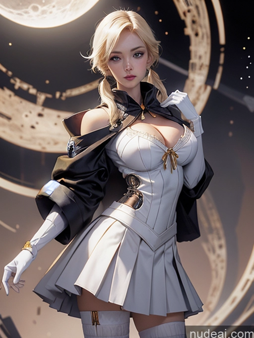 ai nude image of blond woman in a white corset and black jacket posing for a picture pics of Skinny Lipstick Happy Pigtails Jumping Tall Sailor Blonde Stargazing Gold Jewelry Diamond Jewelry Scandinavian Moon Bimbo Partially Nude Steampunk School Uniform, Cleavage Cutout, Clothing Cutout, Pleated Skirt, Thighhighs Small Tits Huge Sagging Breasts Futuristicbot V2 Two