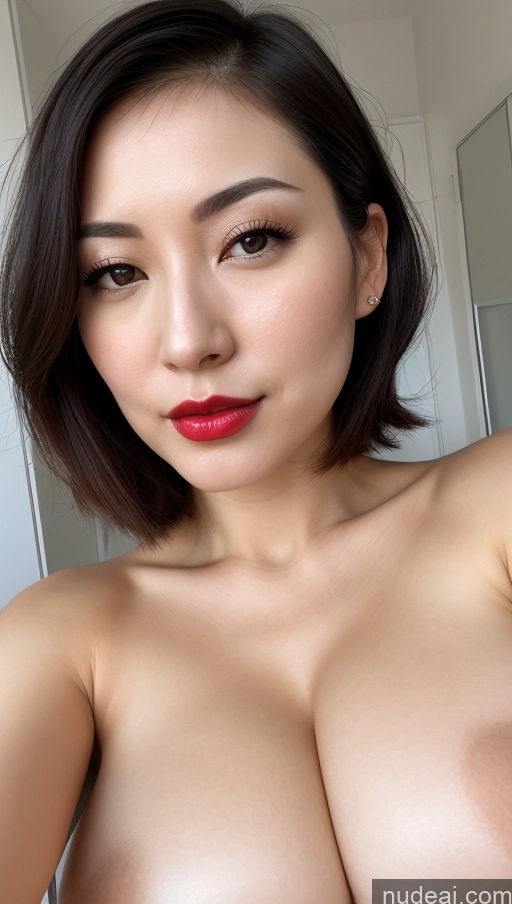 related ai porn images free for Woman One Huge Boobs Beautiful Lipstick Fairer Skin 30s Black Hair Close-up View Detailed Simple Bobcut Japanese