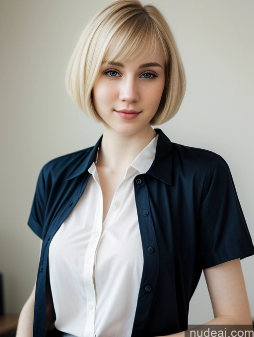 ai nude image of blond woman with short hair wearing a black shirt and white shirt pics of Woman Beautiful Fairer Skin 18 Blonde Short Hair Russian Close-up View Shirt