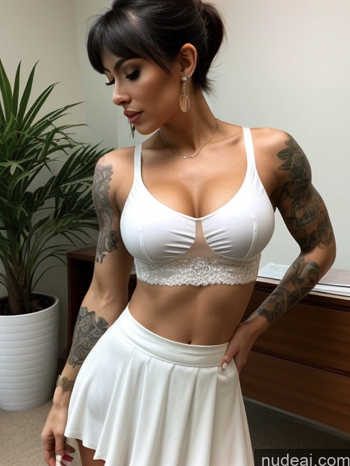 ai nude image of arafed woman in a white skirt and bra top posing for a picture pics of Perfect Boobs Beautiful Tattoos Muscular Perfect Body Thai 80s 90s Casual Blouse Crop Top Tank Top Teacher Long Skirt Lingerie Pixie