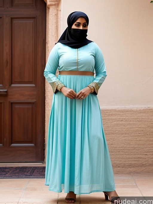 ai nude image of araffe wearing a blue dress and a black scarf standing in front of a door pics of Thick Salwar 50s Micro Skirt Niqab