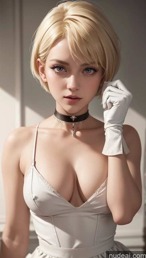 related ai porn images free for Blonde Short Hair Small Tits Beautiful Skinny Maid Choker Gloves