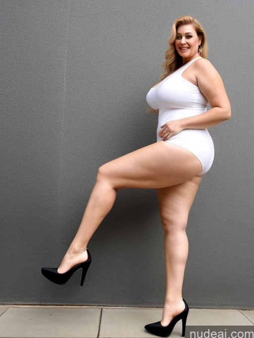 ai nude image of araffe woman in a white dress and high heels posing for a picture pics of Tall Big Hips Long Legs Big Ass Chubby High Heels Two 60s