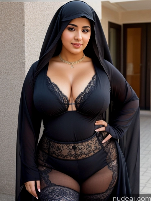 ai nude image of araffe dressed in a black robe and lingersuit posing for a picture pics of Big Hips Thick Niqab