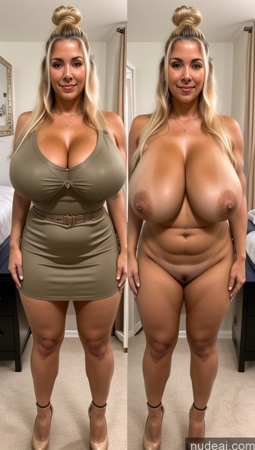 ai nude image of arafed woman with big breasts before and after breasting pics of Cyborg Several Busty Perfect Boobs Big Ass Pubic Hair Tanned Skin 60s Blonde Russian Bedroom Front View Military Cleavage Hair Tied Up Onoff Hairy Women Dress