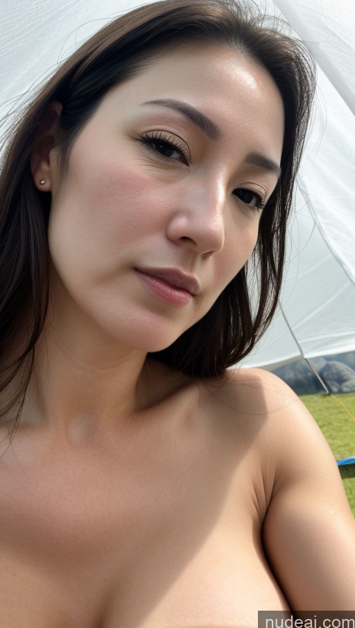 related ai porn images free for Woman One Huge Boobs Beautiful Fairer Skin Black Hair Slicked Korean Close-up View Detailed Simple Tent 40s