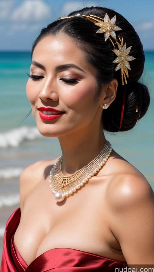 ai nude image of arafed woman in a red dress on the beach with a pearl necklace pics of Pubic Hair Blonde Swedish Diamond Jewelry Gold Jewelry Jewelry Pearl Jewelry Perfect Boobs Serious Straight 60s Orgasm Beach Geisha