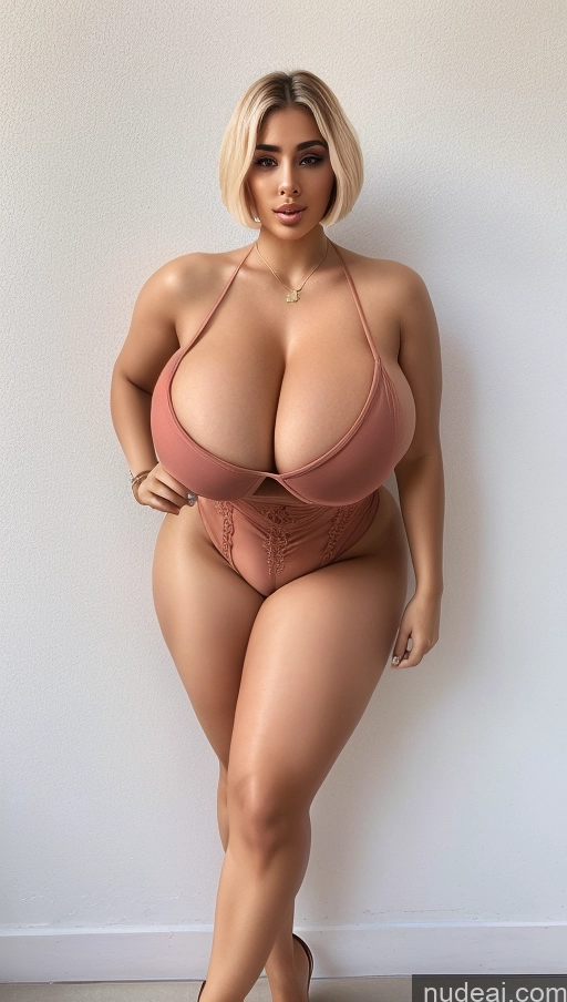 ai nude image of a close up of a woman in a pink bikini posing for a picture pics of Bimbo One Huge Boobs Busty Perfect Boobs Big Ass Thick Chubby Big Hips Perfect Body Tanned Skin Long Legs Short Hair Nude Salwar