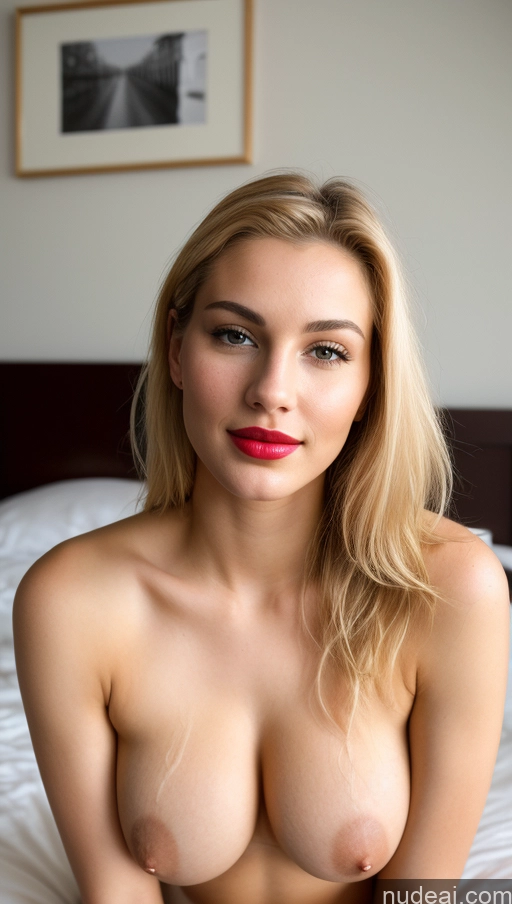 ai nude image of blond woman with big breast sitting on bed with red lipstick pics of Woman Perfect Boobs Beautiful Lipstick Perfect Body 18 Sexy Face Blonde White Film Photo Bedroom Cumshot