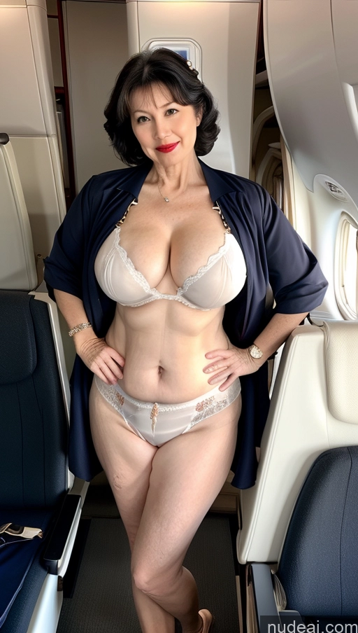 Milf One Busty Big Ass Big Hips Pubic Hair Fairer Skin Asian Lipstick Keqing: Genshin Impact Cosplayers Black Hair 60s Flight Attendant Partially Nude