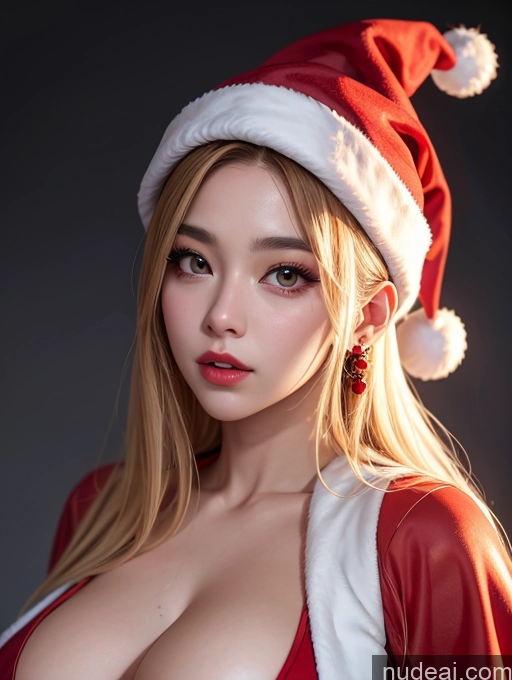 ai nude image of araffed woman in a santa outfit posing for a picture pics of Korean Perfect Boobs Santa