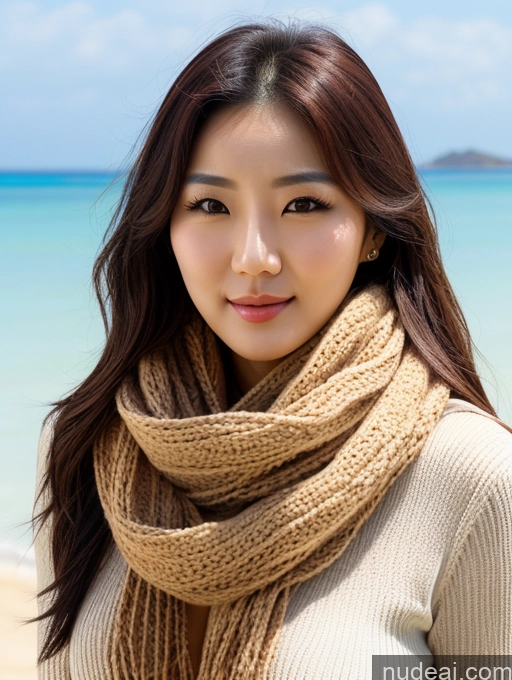 ai nude image of arafed asian woman with long hair and a scarf on a beach pics of Korean Perfect Boobs Scarf Beach