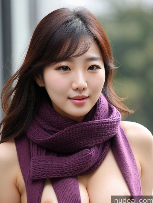 ai nude image of araffe asian woman with a scarf and breast showing her boo pics of Korean Perfect Boobs Scarf Partially Nude