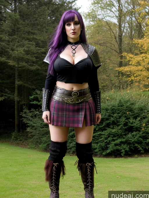 ai nude image of arafed woman in a skirt and boots standing in a field pics of Big Ass Purple Hair Boots High Socks One 20s Film Photo Viking Perfect Boobs Choker Fantasy Armor Kilt Mini Skirt Blouse Goth