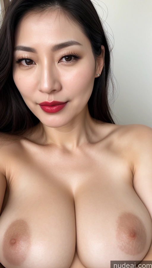 related ai porn images free for Woman One Huge Boobs Beautiful Lipstick Fairer Skin Slicked Korean Close-up View Detailed Simple Black Hair 40s