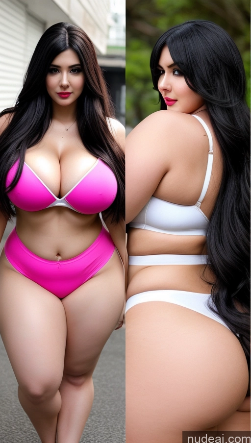 ai nude image of two women in bikinis posing for a picture in the street pics of Huge Boobs Lipstick Big Ass Abs Chubby Fairer Skin Black Hair Long Hair Indian Cosplay