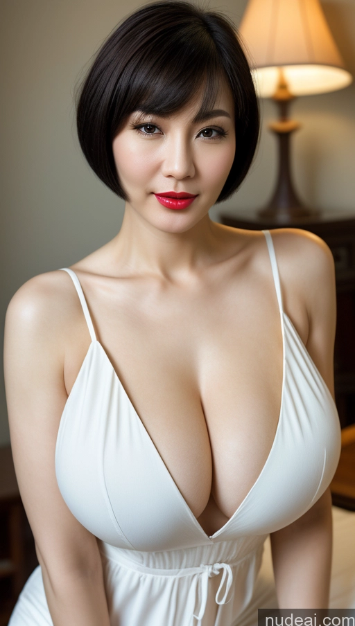 related ai porn images free for Woman One Huge Boobs Beautiful Lipstick Fairer Skin 40s Black Hair Short Hair Close-up View Detailed Chinese Western