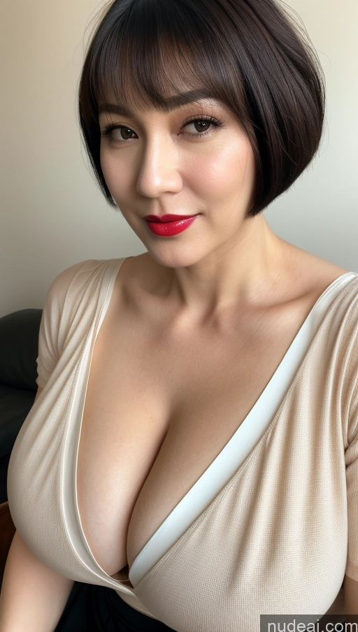 related ai porn images free for Woman One Huge Boobs Beautiful Lipstick Fairer Skin Black Hair Short Hair Close-up View Detailed Korean 40s Western Cleavage